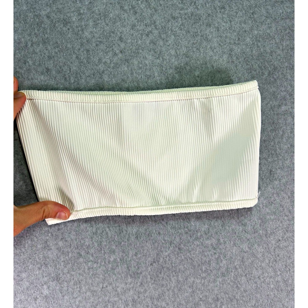 Edikted Tube Top Womens XS White Stretch Ribbed Strapless Bandeau Knit